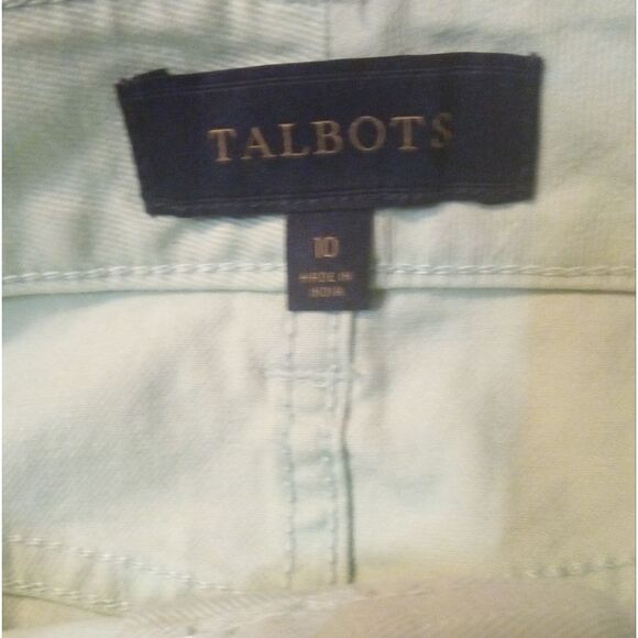 Talbots A Line Cotton Denim Skirt Five Pockets Light Seafoam Button Zip Fly 10 - Picture 5 of 7